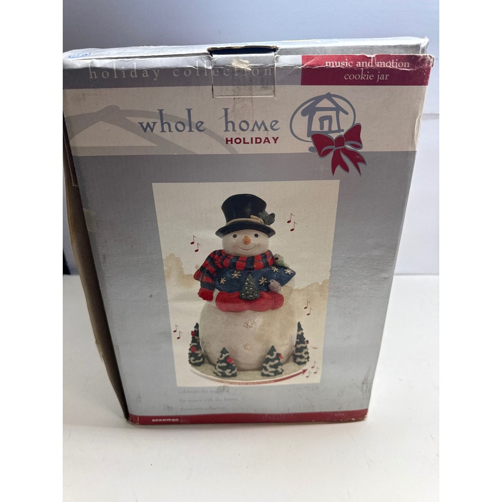 Whole Home Holiday Snowman Music and Motion Cookie Jar Ceramic Christmas Decor
